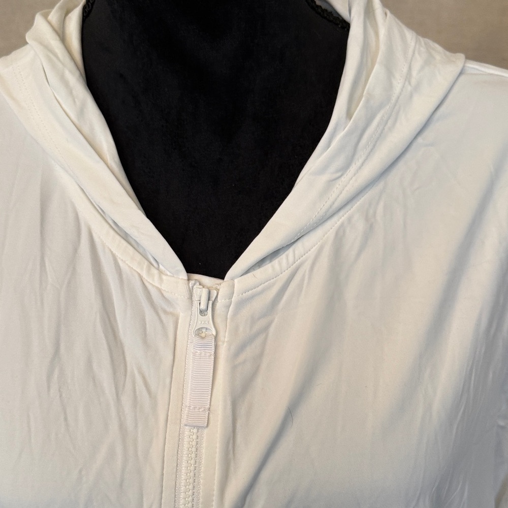 Lands' End Women's White Hooded Swim Cover-Up Swim Shirt Size 2X Full Zip - Picture 5 of 11